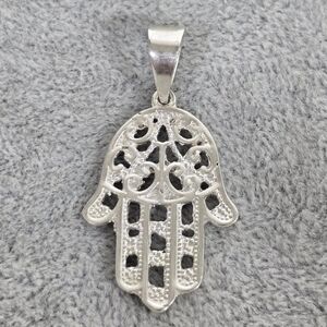 925 Mexican Sterling Silver Hamsa Hand Pendant Large Charm